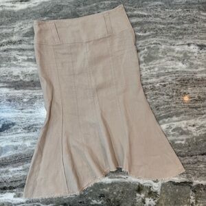 Elegant Asymmetrical Tan Linen Skirt